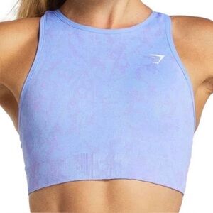 Gymshark Adapt Seamless Sports Bra Size S Purple Animal Print Cross Back